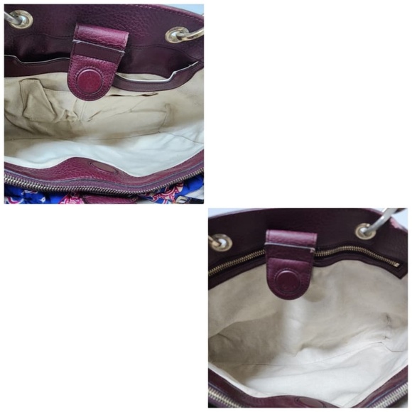 Authentic GUCCI Pebbled Leather Medium Bamboo Shopping Tote Bag Burgundy - Picture 5 of 14